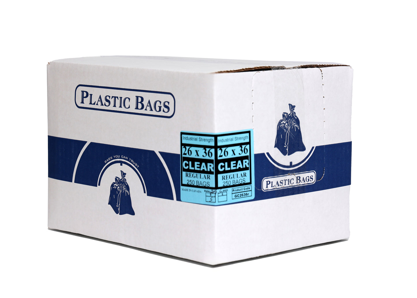 26 x 36 Regular Clear Garbage Bags (Industrial Strength) -250 Bags/Case
