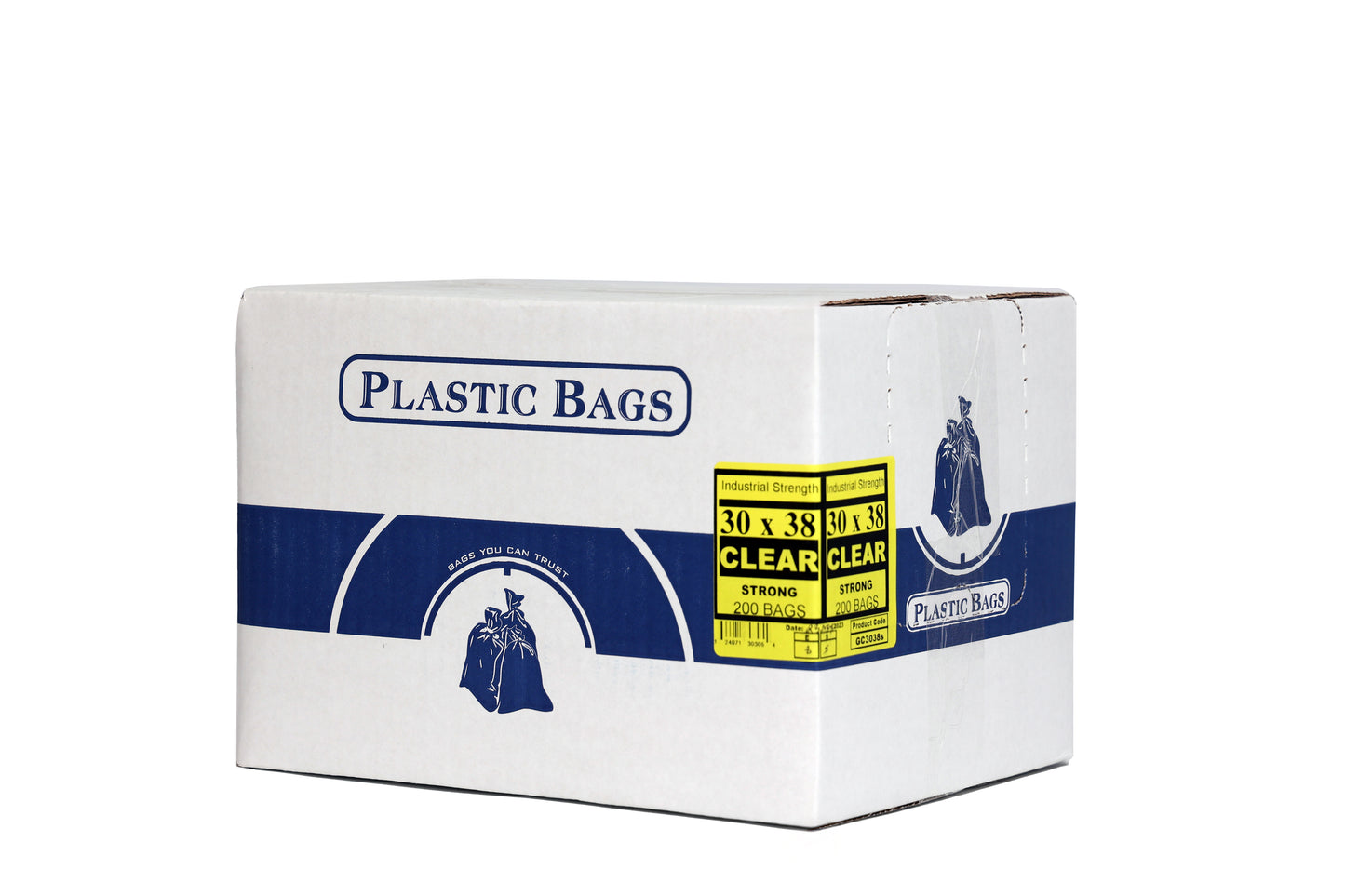 30 x 38 Strong Clear Garbage Bags (Industrial Strength) - 200 Bags/Case