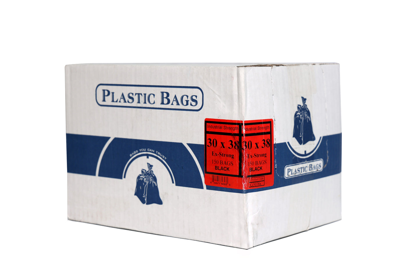 30 x 38 Extra Strong Black Garbage Bags (Industrial Strength) - 150 Bags/Case