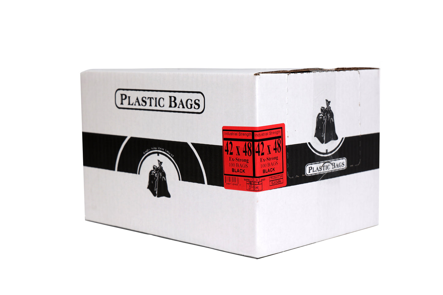 42 x 48 Extra Strong Black Garbage Bags (Industrial Strength) - 100 Bags/Case