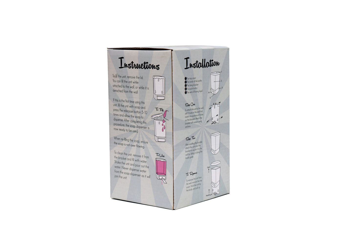 DISP-SOAP1L - Cleanza - Liquid Soap Dispenser, Fills 1L, White Trim