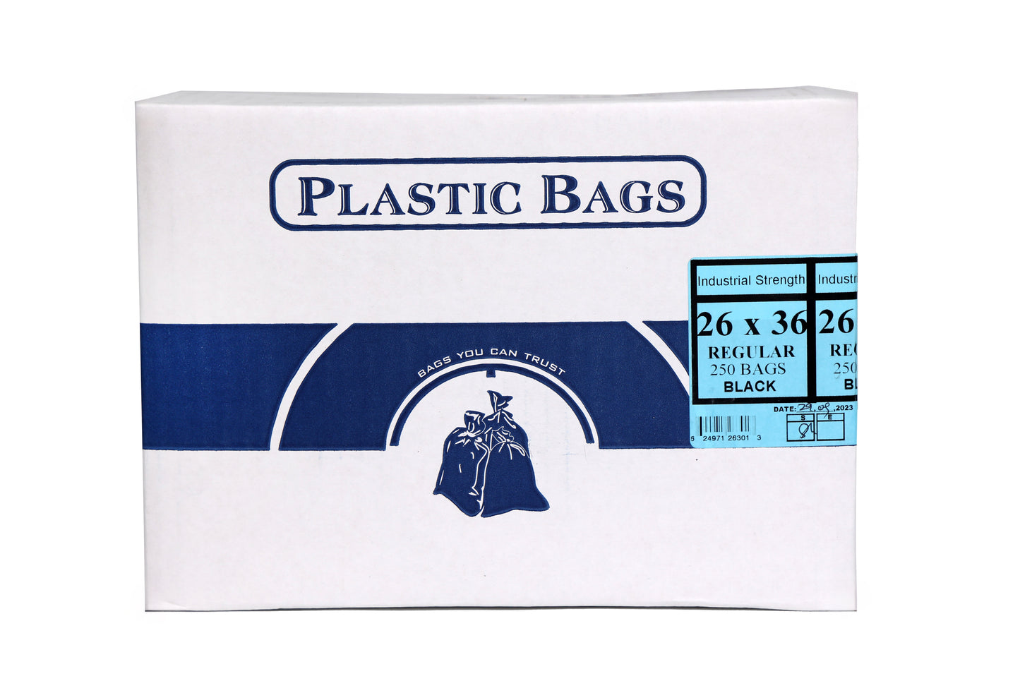 26 x 36 Regular Black Garbage Bags (Industrial Strength) - 250 Bags/Case